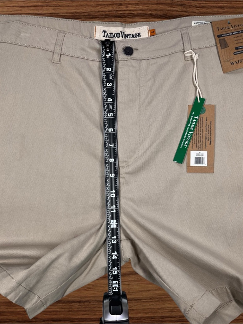 Tailor Vintage Men’s Greenwich Reg. Fit Summer Khaki Shorts. Size 44 - Picture 7 of 14